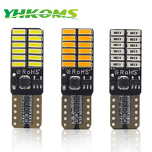 YHKOMS-bombilla LED T10 W5W 194 168, lámpara 4014SMD, blanca, ámbar, amarilla, roja, cúpula de coche, Interior, Bombilla de lectura 12V, Canbus, 2 uds. 2024 - compra barato