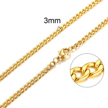 3MM Necklace Men Punk Stainless Steel Necklace Hip-hop Gold/Silver Chain 50/60cm Cuban Chain DIY Jewelry Female Accessories 2024 - buy cheap