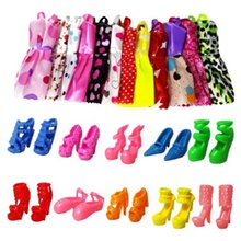20 PCS/set Girl Toy 10 Clothes Fashion Mixed Style Party Dress + 10 Pair Accessories Shoes For Doll Best Gift 2024 - buy cheap