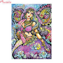 indian beauty"woman"Painting Full square round drill DIY 5D Diamond Painting cross stitch kits mosaic embroidery 2024 - buy cheap