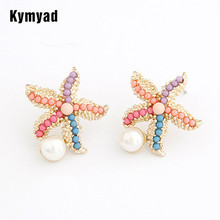 Kymyad Fashion Gold Color Sea Star Stud Earrings For Women Bijoux Statement Earrings Fashion Jewelry New Women Accessories 2024 - buy cheap