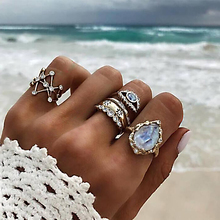 4 шт./компл. богемные женские ретро кольца в форме капли воды геометрические нестандартные золотые кольца с кристаллами комплект женских ювелирных изделий для свадебвечерние 2022 - купить недорого