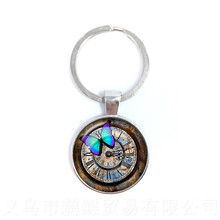 New Vintage Butterfly And Clock Keychain Glass Cabochon Mariner's Compass Keyring For Sailing Boating Jewelry 2024 - buy cheap