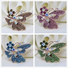 Unique design animal butterfly rose gold-color pins 8 colors rhinestone brooch crystal clothes weddings jewelry L 2024 - buy cheap