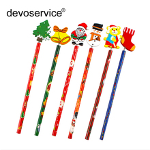 2018 Pencils 6pcs/set New Santa Claus Pencil Cartoon Wood Stationery With Eraser Christmas Gift For Kids Kawaii School Supplies 2024 - buy cheap