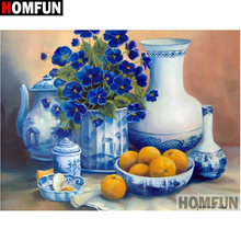 HOMFUN-pintura de diamante redondo/cuadrado completa, pintura de diamante artesanal 5D, bordado de paisaje de flor de taza, punto de cruz 5D, decoración del hogar, regalo A17777 2024 - compra barato