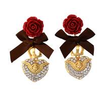 Pendientes de moda retro con forma de corazón de melocotón para chica, pendientes sencillos para chica, regalo elegante para fiesta, Pendientes colgantes para mujer 2024 - compra barato