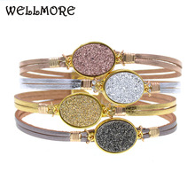 WELLMORE metal charm bracelets Leather Bracelets For Women Men's wrap Bracelets Couples gifts fashion Jewelry dropshipping 2024 - buy cheap