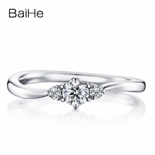 BAIHE-anillo de oro blanco de 18K para mujer, sortija de boda con diamantes naturales de 0,20 CT h/SI, joyería fina romántica 2024 - compra barato