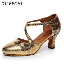 DILEECHI-zapatos de baile latino para mujer adulta, Sandalias de tacón alto cuadradas de primavera y verano, suela exterior blanda 2024 - compra barato