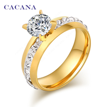 Кольца CACANA из титановой нержавеющей стали, кольца высшего качества для женщин, модные ювелирные изделия, оптовая продажа NO.R54 2024 - купить недорого