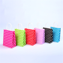 50 Pcs 12 Color(21X13X8cm) Polka Dot Kraft Paper Bag with handles Festival Gift Package Party Supplies Shopping Bags 2024 - buy cheap