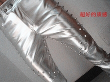 Male dj costume rivet slim silver leather pants male white hot fashion long mens personality sliver color rivet decora  MB286 2024 - buy cheap
