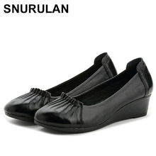 SNURULAN High Heels Women Genuine Leather Wedges Shoes Woman Fashion Casual Pumps Single Shoes Plus Size Female Work shoesE617 2024 - buy cheap