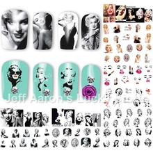 Calcomanías adhesivas para decoración de uñas, accesorios de manicura, herramientas de transferencia de agua de Marilyn Monroe, 12 unids/lote, 8192 2024 - compra barato