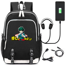 My Hero Academia-mochila con carga USB para ordenador portátil, Bolsa Escolar de Boku no Hero Academia, de Anime, de viaje 2024 - compra barato