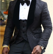 New Arrival Groomsmen Shawl Lapel Groom Tuxedos Red/White/Black Men Suits Wedding Best Man Blazer (Jacket+Pants+Tie+Vest) C47 2024 - buy cheap