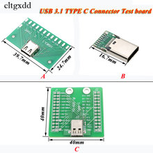 Cltgxdd conector feminino, com soquete, entrada usb 3.1 tipo c, 24 pinos, placa de teste, com placa pcb, 1 peça 2024 - compre barato