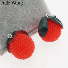 Julie Wang-colgantes de resina Myrica Rubra, accesorio de fabricación de joyería, fruta Artificial, baya roja, pulsera, collar, 5 piezas 2024 - compra barato