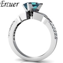 ERLUER Fashion Classic Elegant Silver color Rings For Women Lady Finger Wedding Square Crystal Zircon Trendy Love Gift Ring 2024 - buy cheap