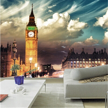 Beibehang-mural 3d personalizado, Paisaje Europeo de Arquitectura, Bar, Salón KTV, sala de estar, Big Ben en Londres, papel pintado con foto 3d nocturna 2024 - compra barato