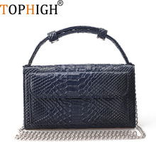 TOPHIGH Original New  Genuine Leather Handbags Women's Serpentine Messenger Bags Luxury Designer  Chain Shoulder Bags Clutch 2024 - buy cheap