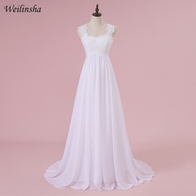 Weilinsha Cheap Stock Beach Wedding Dress Chiffon Lace Long Wedding Gowns Pregnant Bridal Dresses Plus Size Robe De Mariage 2024 - buy cheap