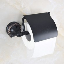 Bathroom Accessory Black Oil Rubbed Antique Brass Carved Art Flower Pattern Wall Mounted Toilet Paper Roll Holder aba458 2024 - buy cheap