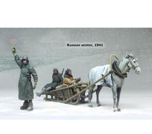 Новый разобранный 1/35 русская зима 1939 включает в себя (3 солдата, лошадь, сани) набор из смолы DIY игрушки Неокрашенная модель смолы 2024 - купить недорого