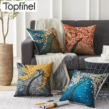 Topfinel красочные Чехлы хлопковый льняной подушки с цветочным принтом наволочки для домашнего декора дивана 2024 - купить недорого