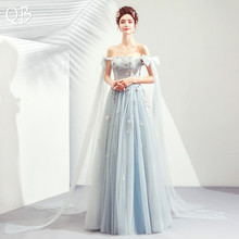Vintage A-line Tulle Lace Flowers Appliques Long Formal Elegant Evening Dresses Bride Banquet Party Prom Dress XS20 2024 - buy cheap