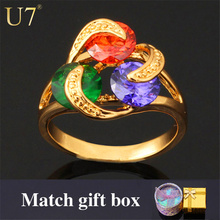 U7-Anillo de circonia cúbica para mujer, joyería de moda, Color dorado, colorido, R312 2024 - compra barato