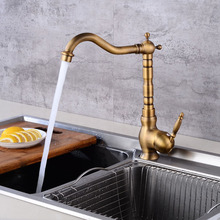 Kitchen Sink Faucets Retro Brass Antique Bronze Single Handle Kitchen Basin Faucets Deck Mounted Hot and Cold Water Mixers Taps 2024 - buy cheap