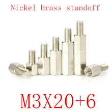 100PCS m3x20+6 Male to Female nickel Brass Standoff Spacer M3 Hexagonal Stud Spacer  Pillars 2024 - buy cheap