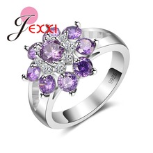 Fashion Purple Flower CZ Ring  925 Sterling Silver Wedding Party Rings For Women Christmas Gift Fine Jewelry 2024 - buy cheap