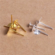 200pcs Gold/Silver Color Metal Earring Stud Base Fit 4/5/6/8mm Gold Earring Post Flat Base Pins Settings DIY Jewelry Making 2024 - buy cheap