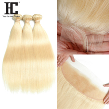 HC 613 пучки с фронтальной Remy малазийские прямые волосы пучки с фронтальной блонд человеческие волосы переплетения 2 3 пучка с фронтальной 2024 - купить недорого