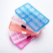 Caja de almacenamiento de plástico transparente para joyería, caja de herramientas de pequeño componente, organizador de cuentas para pastillas, Nail Art, 15 rejillas 2024 - compra barato