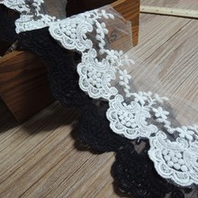 5yards/lot Width 8cm White Black Beige Cotton Embroidered Mesh Lace Fabrics, Crochet Lace Trim, Free Shipping RS129 2024 - buy cheap