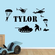 Customize Name Army Soldiers Wall Stickers Removable Kids Nursery Boys Room Decor Stickers Art Mural Decals for boys KW-170 2024 - buy cheap