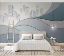 Papel de parede geométrico abstrato 3d para construção de cidades, mural estéreo, foto, rolos de papel de parede para sala de estar, quarto, pintura murais 2024 - compre barato