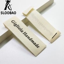 Sloobao 500 шт собственный логотип пользователя дизайн хлопковые этикетки милые моющиеся сложенные прямоугольные бирки для одежды сумки DIY Швейные аксессуары 2024 - купить недорого