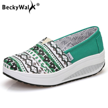 BeckyWalk-zapatos de lona sin cordones para mujer, mocasines femeninos con plataforma, para primavera y otoño, WSH2938 2024 - compra barato