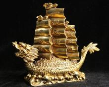 Feng Shui chinês Estátua de Bronze Dinheiro YiFanFengShun Dragon Barco Navio 2024 - compre barato