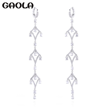 GAOLA New White Gold Color Clear Cubic Zirconia Long Dangle Earrings for Woman GLE7751 2024 - buy cheap