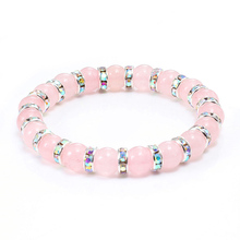 Natural Stone Pink Crystal Quartz Bracelets & Bangles For Women Men Casual Jewelry Charm Powder Beads Strand Bracelet Love Gifts 2024 - buy cheap