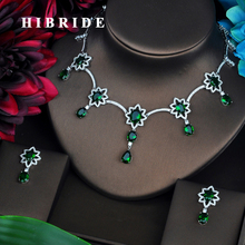 HIBRIDE Green AAA Cubic Zirconia Jewelry Sets For Women Fashion Drop Earring Set Wedding Dress Accessories Wholesale Price N-449 2024 - buy cheap