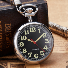 Luxury Copper Silver Mechanical Pocket Watch Hand-wind Clock Fob Chain Watch Men Roman Numbers Clock 2024 - buy cheap