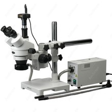 Fiber Optic Stereo Microscope--AmScope Supplies 3.5X-90X Fiber Optic Y & Ring Lights Stereo Microscope + 5MP Camera 2024 - buy cheap