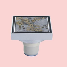 Modern Bathroom Shower Floor Drain Washer Waste Drain Square Grate chrome 4 inch 2024 - buy cheap